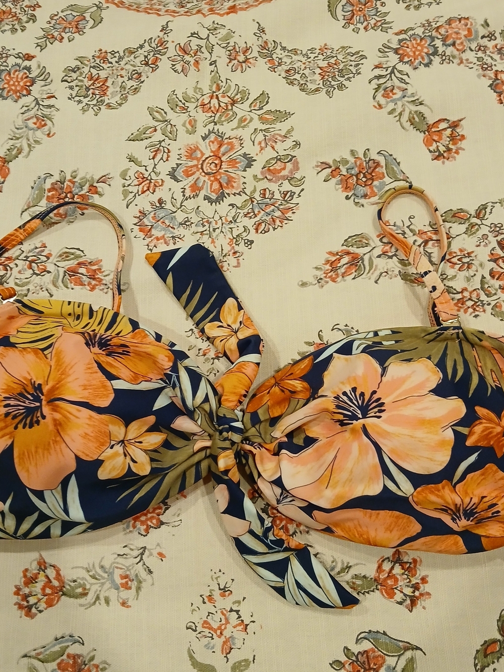 Ron Jon Floral Navy & Peach Girls One-Piece Swim Set - Picture 3 of 4